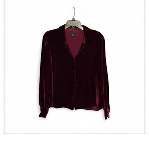 The Limited Vintage Deep Red Velvet Button Down Shirt